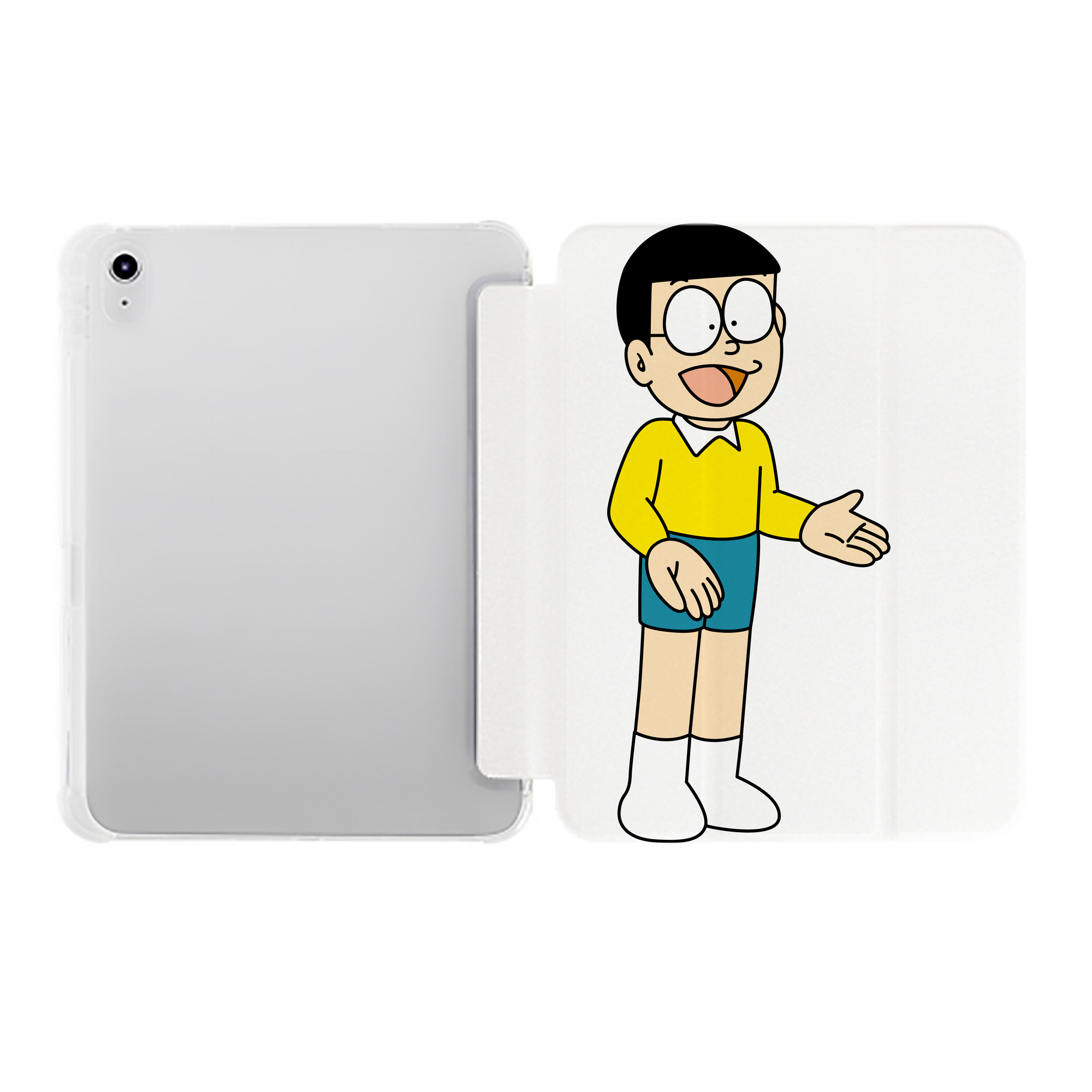 （画像用） ドラえもん 野比 のび太 Doraemon Nobita Nobi IPad ケース ペン収納付き 三つ折りスタンド PUレザー×シリコン 対応機種9.5/10.5/10.9インチ